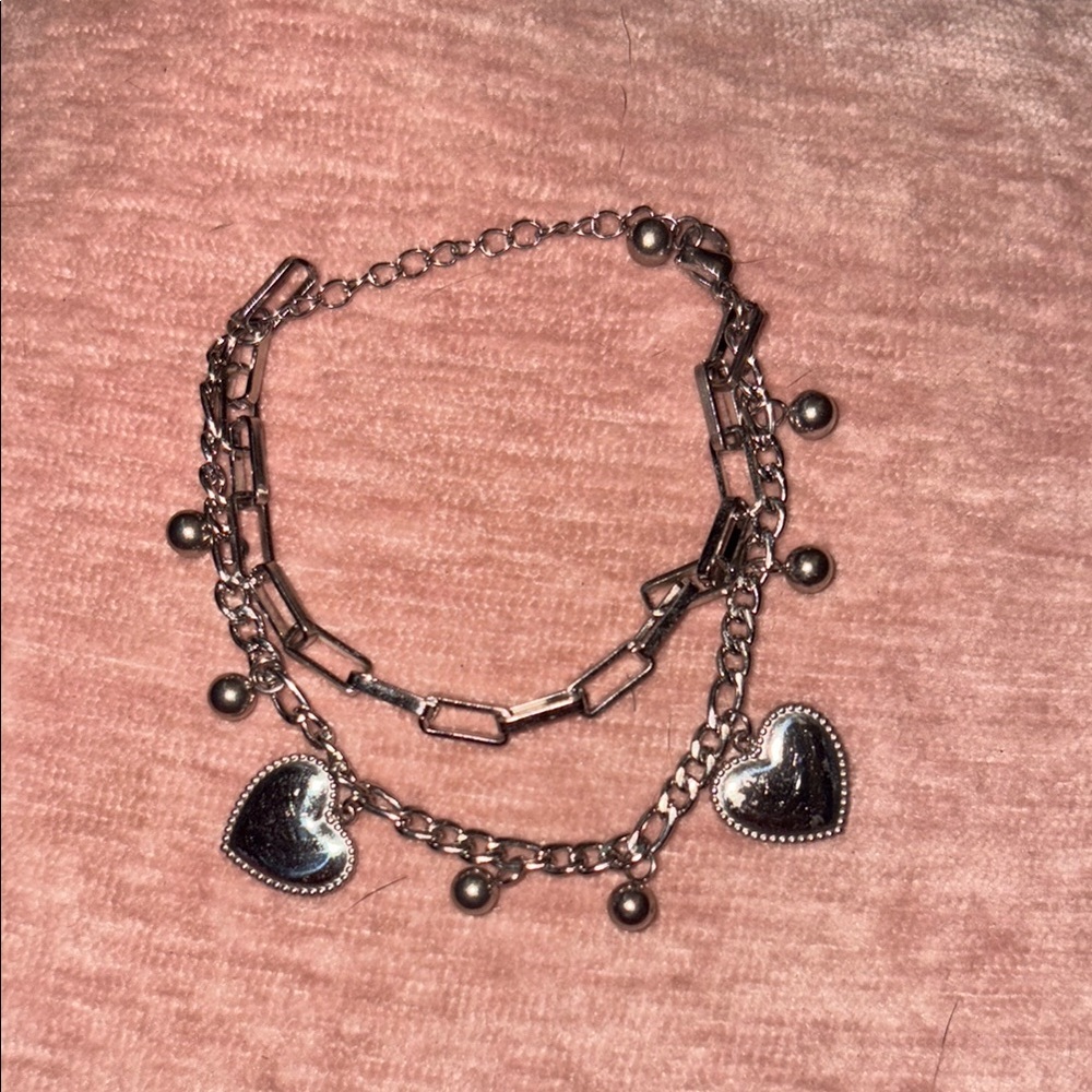 Silver Heart Charm Bracelet